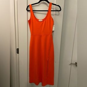 Brand new Orange coral Open Edit midi dress with mid thigh slit